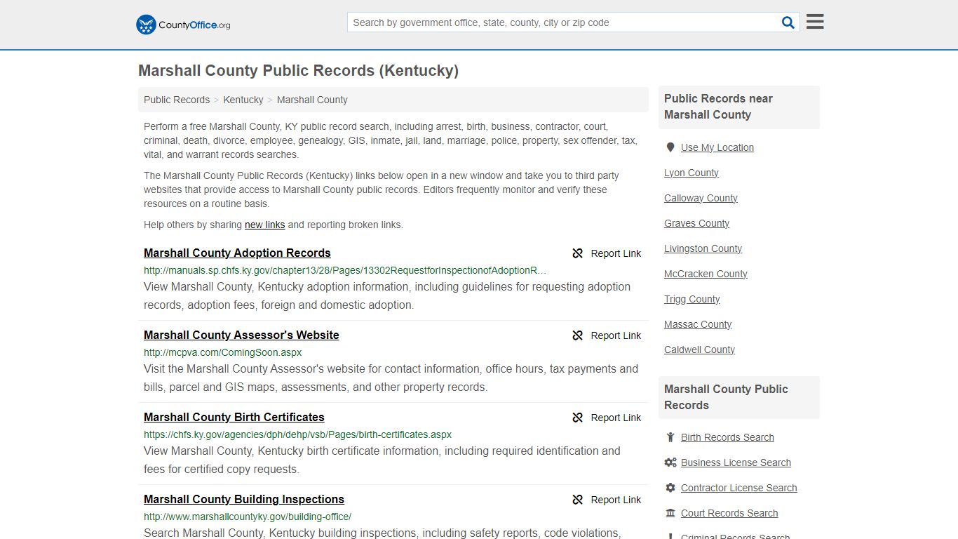 Marshall County Public Records (Kentucky) - County Office